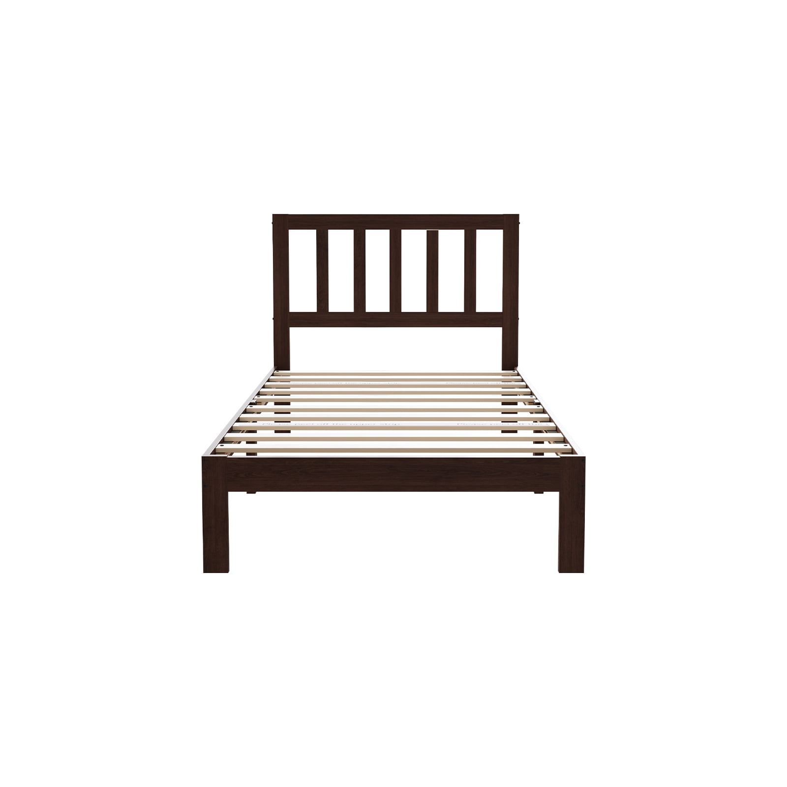 Novilla 12 Inch Twin Size Bed Frame Solid Wooden Twin Bed Frames with Headboard Wooden Classic Bed Frame Foundation, No Box Spring Needed, Easy Assembly, Walnut