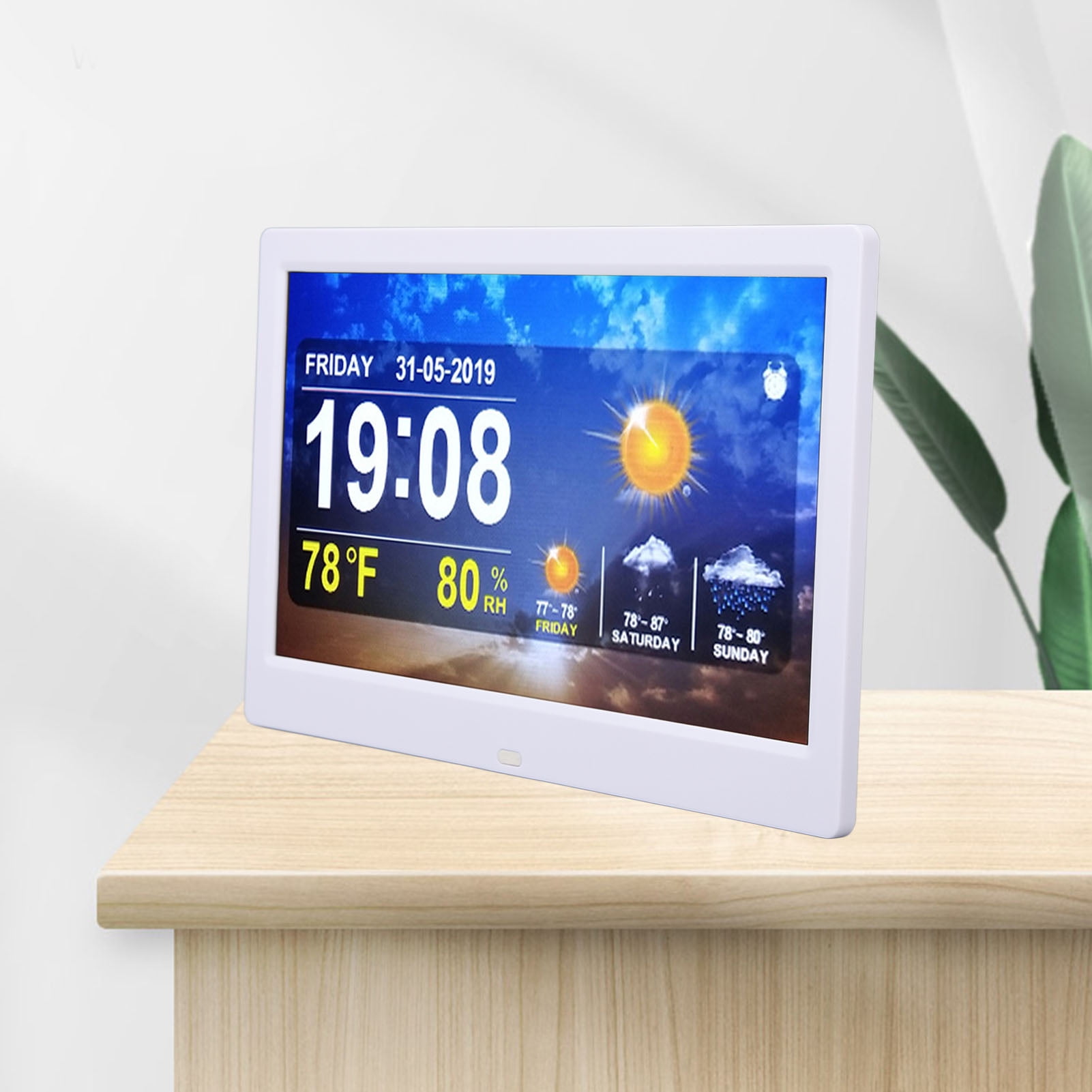 Digital Weather Clock With 10 Inch Large Screen Display, Calendar Alarm Day Clock  With Automatic Dimming Background Music Or Videos Customization Best Clock For Seniors