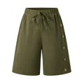 thumbnail image 5 of Women's Bermuda Long Shorts with Pockets High Waisted Stretch Knee Length Shorts Casual Beach Shorts with Pockets Side Button Walking Pants Vacation Wear, 5 of 7