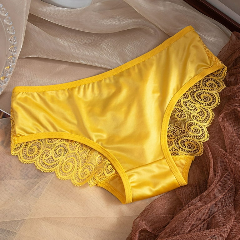 Mortilo Ladies Underwear Panties , Womens Lace Underwear Low Rise Panty  Cutout Panties Women Gifts Yellow XL