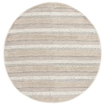 SAFAVIEH Natura Ermintrude Striped Cotton Area Rug, Ivory, 6' x 6' Round