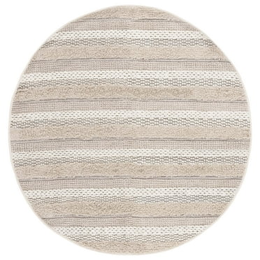 SAFAVIEH Natura Ermintrude Striped Cotton Area Rug, Ivory, 6' x 6' Round
