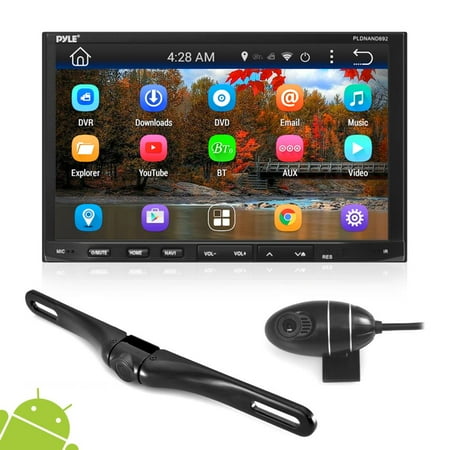 PYLE PLDNANDVR695 - Double Din Car Receiver System - 7” Touchscreen Android Stereo with DVD and CD Player - 1080p DVR Dash Cam and Rearview Backup Camera with Web, App, GPS, Navigation and (Best Gps In Dash Navigation System)