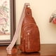 thumbnail image 2 of Methold Mochila de gran capacidad del bolso de hombro de la textura de cuero suave de la PU con el bolso del pecho de la PU del bolsillo Carteras marrón, 2 of 6