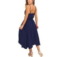 thumbnail image 3 of Women Summer Midi Dress Cowl Neck Spaghetti Strap Adjustabel Waistline Knee Length Skirts Irregular Hem A Line Flowy Sundress, 3 of 4