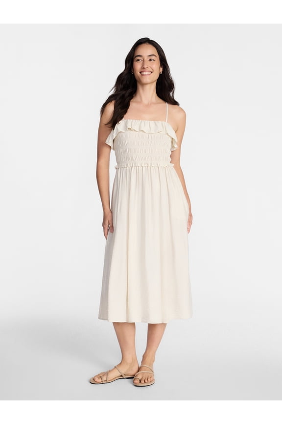 Women's Sleeveless Smocked Midi Dress, Sizes XS-XXXL