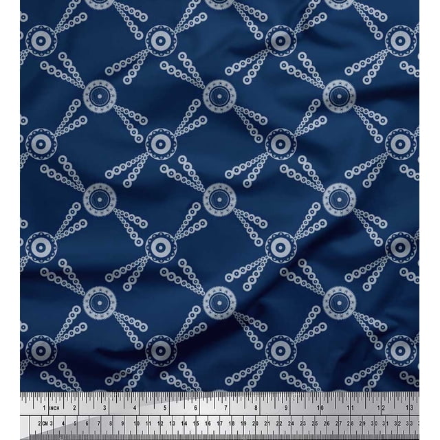 Soimoi polyester Crepe Fabric Dots & Circle Geometric Decor Fabric Printed Yard 42 Inch Wide