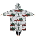 thumbnail image 2 of Oversized Wearable Blanket Hoodie,Red Christmas Truck and Tree Pattern Sherpa Blanket Hoodie with Super Pockets,Super Warm Fuzzy Pullover for Women & Men, 2 of 6