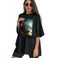 thumbnail image 3 of Plus Size Shirt for Women Black Tops for Women Oversized Short Sleeves Shirt for Women Fairy Castle T Shirt Crewneck Shirt for Women XL, 3 of 5