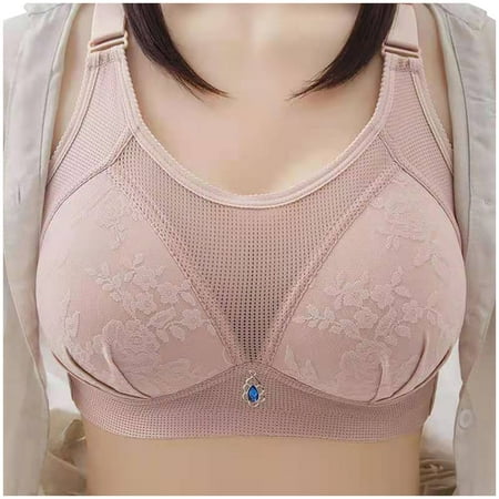Sngxgn Women s Comfort Wireless  Seamless Cooling T-Shirt Bra(Pink 42)