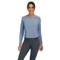 thumbnail image 2 of Women's Basic Long Sleeve Round Crew Neck T-Shirt Top Sport Top with Unique Back Design, 2 of 9