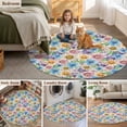 thumbnail image 5 of Spring Flowers Round Area Rug 6Ft Washable Circle Rugs for Bathroom Office, Watercolor Floral Daisy Plants Country Non-Slip Carpet Floor Mats Indoor Outdoor Carpet Runner Aesthetic Home Decor, 5 of 8