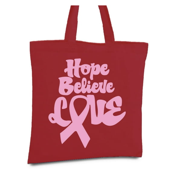 Awkward Styles Hope Believe Love Tote Bag Breast Cancer Awareness Canvas Tote Bag Pink Ribbon Reusable Cloth Bag Funny Cancer Survivor Book Bag Gifts for Cancer Warrior Breast Cancer Shopper Bags