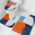 thumbnail image 3 of Blue Burnt Orange Bath Mat 3 Piece Bathroom Rug Set, Modern Oil Painting Geometric Non Slip Bath Rug Contour Mat and Toilet Lid Cover, Absorbent Shower Mats Soft Bath Rugs and Mats Sets, 3 of 8