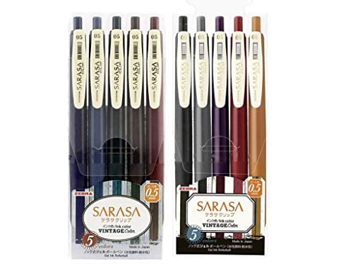 Japan 5 Color ZEBRA SARASA Clip Vintage Color JJ15-5C 0.5mm Roller Pen W/case 