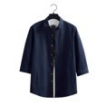 thumbnail image 1 of pstuiky camisetas de hombre, Camisa informal de manga corta con cuello alto y botones para hombre, color liso camisetas de hombre m, 1 of 3