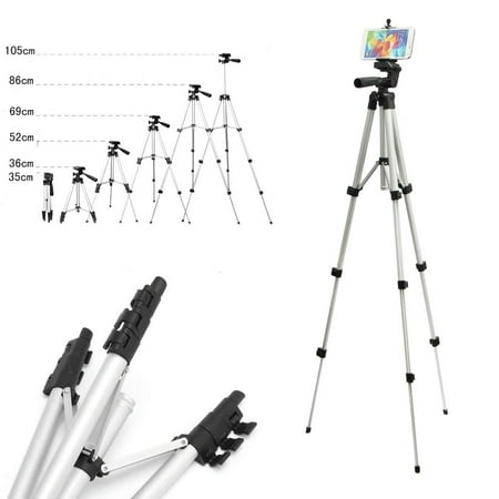 Yosoo Camera Phone Tripod Stand, Manufacturer Mobile Phone Mini Portable Aluminum 3 in 1 Digital Camera Tripod Stand With 3-Way Head Light Weight, Comes with Phone Clip