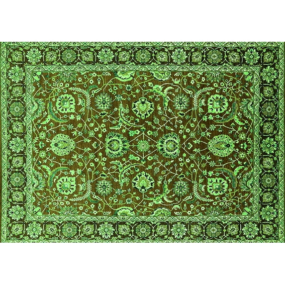 Ahgly Company Indoor Rectangle Oriental Green Traditional Area Rugs, 2' x 3'