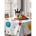 thumbnail image 6 of Colorful Polka Dot Table Cloth, Rainbow Color Polka Dots Abstract Waterproof Tablecloth for Rectangle Tables, Reusable Washable Fabric Table Cover for Restaurant Kitchen Dining Tables 60"x102", 6 of 6