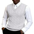 thumbnail image 2 of Men's V-Neck Thickened Knit Sweater Vest, Sleeveless Cable Knit Waistcoat, Winter Warm Layering Piece for Casual Outfits, 2 of 5