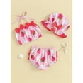 thumbnail image 2 of Infant Baby Girl 3 Piece Bikini Set Halter Sleeveless Swimsuits Top +Swim Shorts +Hat Swimwear Bathing Suit Beach Wear, 2 of 7