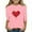 Pink, variant on Riecok 3/4 Sleeve Blouses for Girls Valentine's Day Crewneck Shirts Tops Heart Print Versatile Summer Clothes