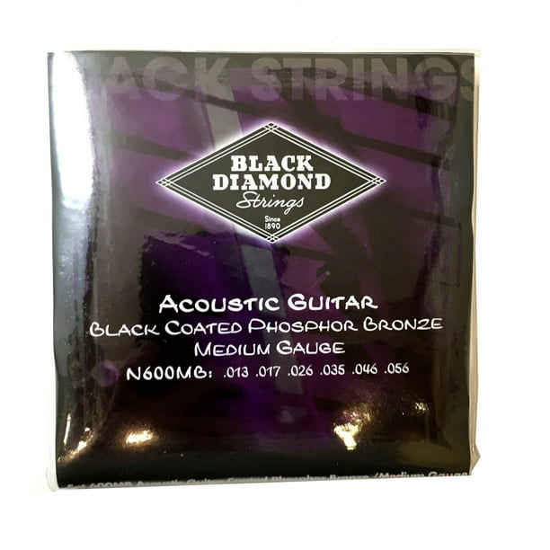 Black Diamond Guitar Strings 3Pack Acoustic Medium Black Coated 1356