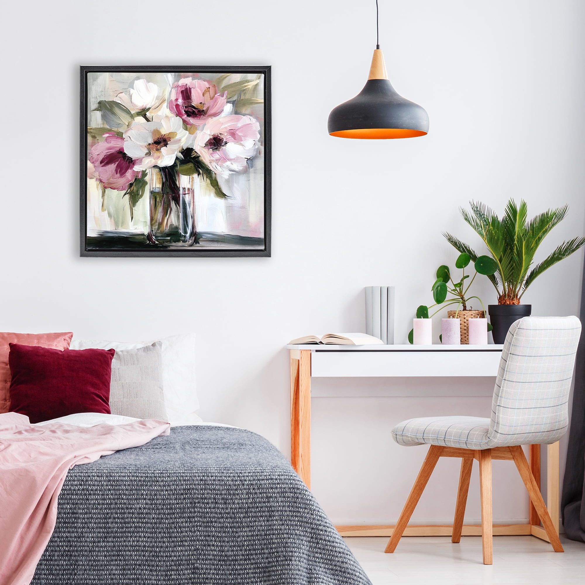 Stupell Industries Resonance Flower Vase Black Framed Floater Canvas Wall Art, design by Annabelle Hall