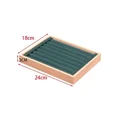 thumbnail image 5 of Wood Ring Display Holder Jewelry Storage Tray Earring Organizer Rings Stand for Drawer 24*18*3cm Beige Grain Velvet, 5 of 6