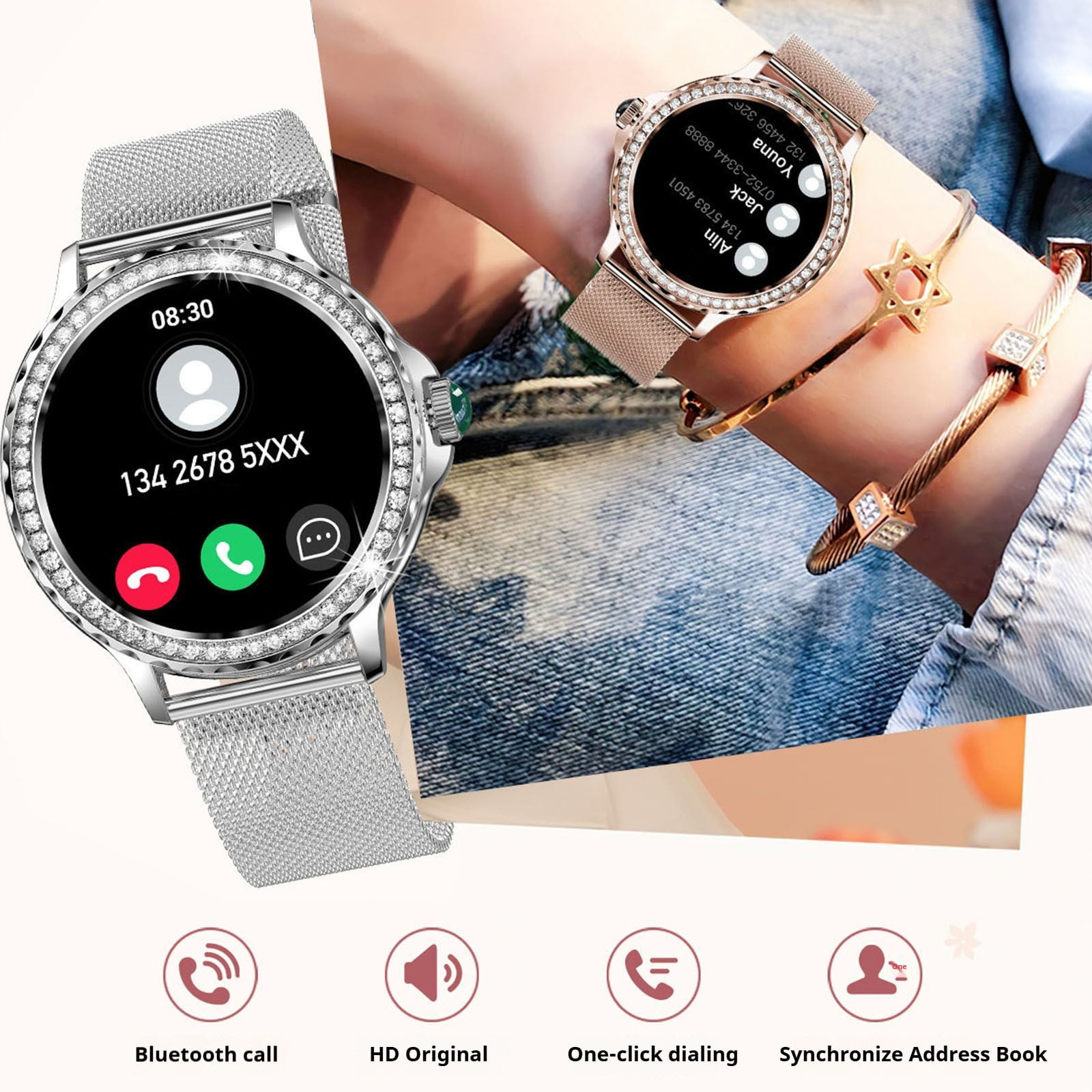 Women's Smart Watch 1.3 Inch Smart Watch For Android And IOS Phones IP68 Water Fitness Watch Voice Features For Women And Men