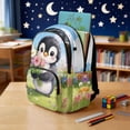 thumbnail image 3 of Yspwyqan Backpack Set with Lunch Box and Pencil Case, 4Pcs 600D Polyester Lightweight Backpack Set for School Elementary Middle High School Penguin Floral Travel Daypack, 3 of 7
