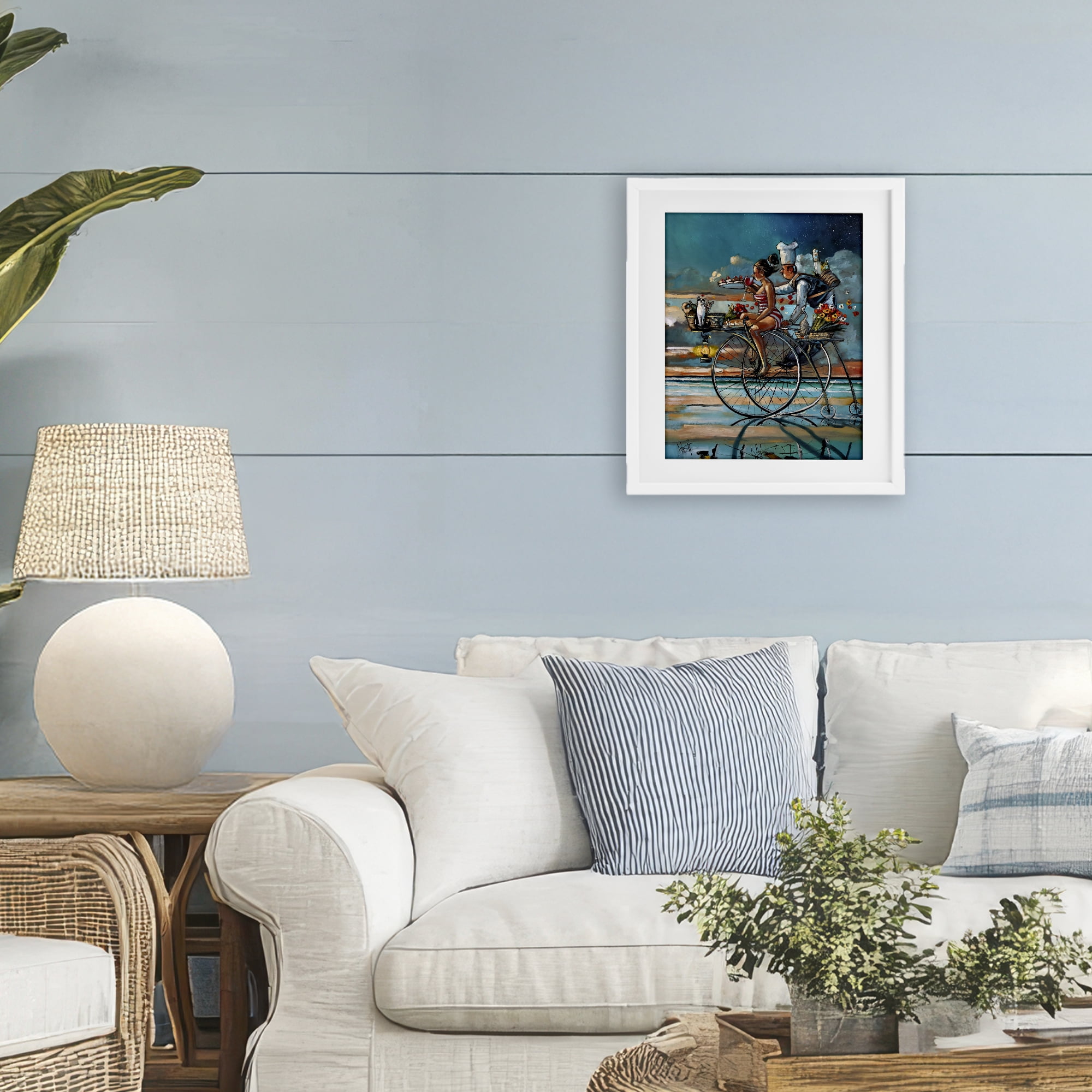 Stupell Industries Zaan's Dream Seaside Bicycle Ride White Framed Print Under Glass, design by Ronald West