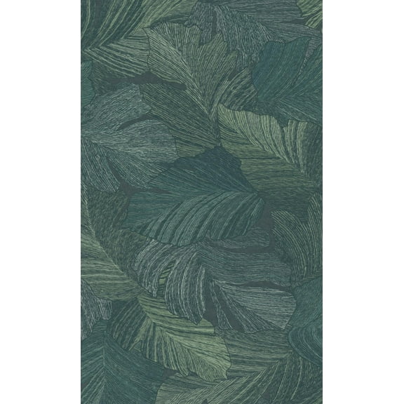 Green Charming Leaves Tropical All Over Printed Non Woven Non-Pasted Textured Wallpaper 57 Sq. Ft.
