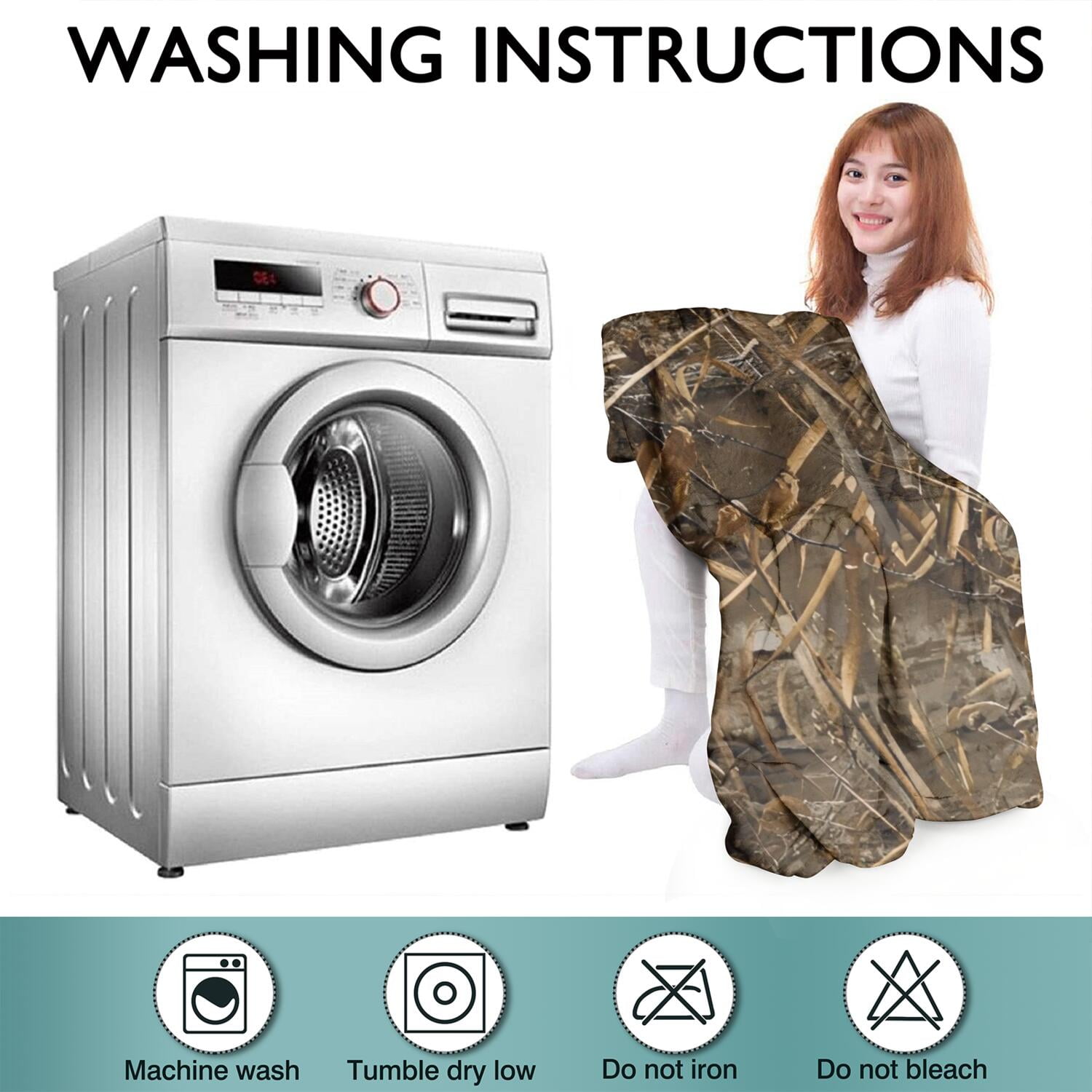 Grassland Camo Brown Plants Pattern Wearable Oversized Blanket,Wearable Blanket Hoodie for Adults,Cozy Hooded Blankets with Super Pockets,Super Warm Fuzzy Pullover for Women & Men