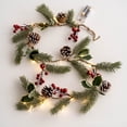 thumbnail image 2 of Clearance! 4FT Lighted Christmas Garland Pre Lit With LED Lights Battery Operated Rustic Christmas Garland Decorated With Red Berries Pineneedle For Mantle Stairs Wall, 2 of 9
