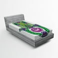 thumbnail image 1 of Ambesonne Hamsa Fitted Sheet, Lotus Flower, Twin Size, Green Purple, 1 of 2