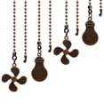 thumbnail image 1 of Ceiling Fan Pull Chain Set, 4 Pieces Bulb and Fan Pattern Pull Chain Extension Fan Pull Chain Pendant 12 Inch Ceiling Fan Chain Extender with Ball Fan Chains Connector (Red Bronze), 1 of 4