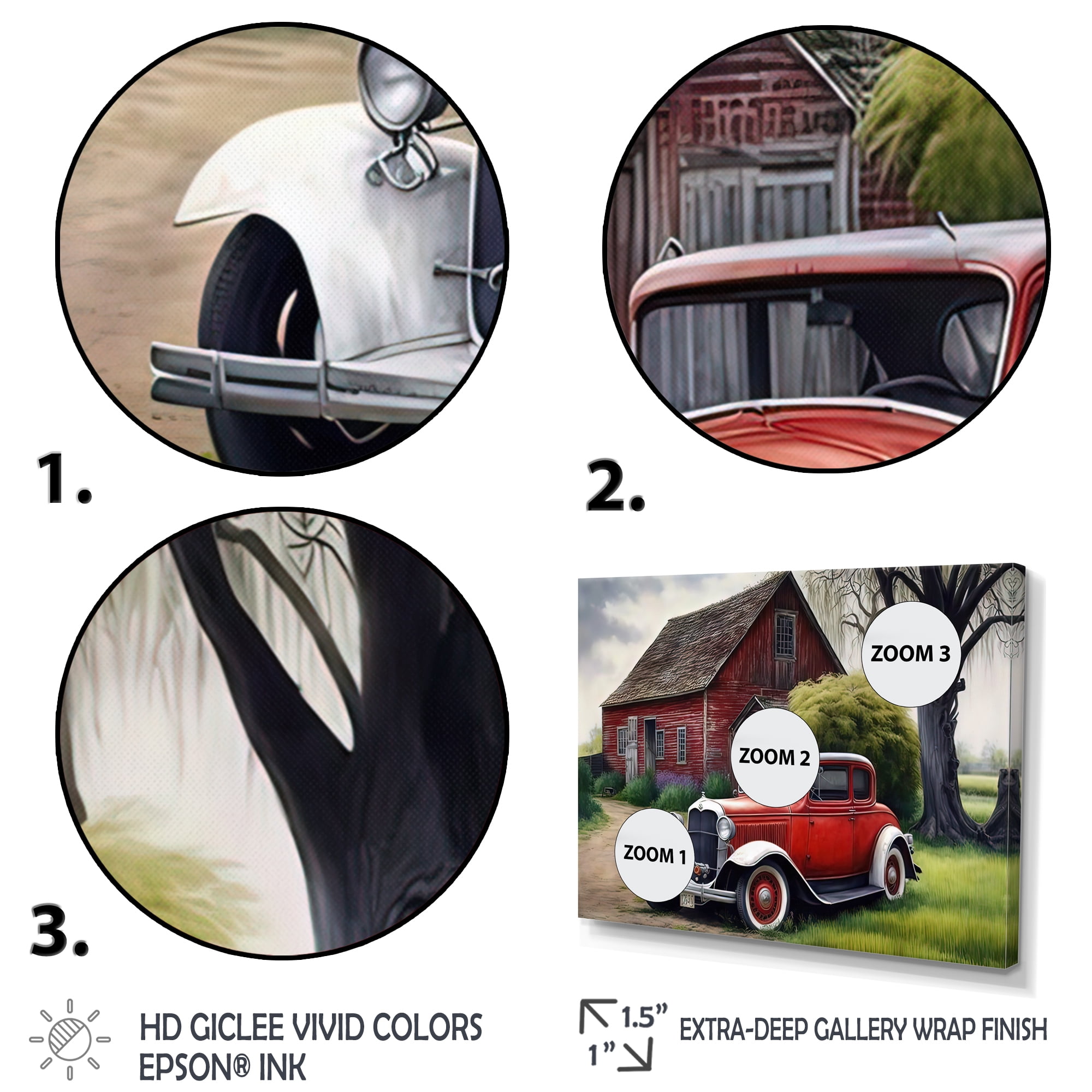 Designart Old Vintage Car At The Barn Canvas Wall Art
