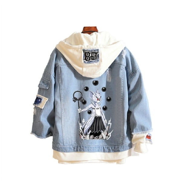 Chaqueta vaquera con patrón Tom y Jerry Cosplay Naruto Uchiha Obito
