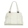 Pre-Owned Gucci Bamboo Bar Tote Bag Calf Leather White