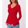 thumbnail image 6 of Zeagoo Long Sleeve Shirts for Women V Neck Top Ribbed Knit Fitted Basic Tee Going Out Tops Casual Fall Trendy, 6 of 6
