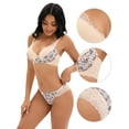thumbnail image 3 of Unique Bargains Women's 2 Pcs Lingerie Set Floral Mesh Lace Bra and Panty Sets C 38 Beige, 3 of 6