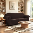 thumbnail image 3 of Subrtex 1 Piece Stretch Jacquard Couch Cover, Sofa Slipcover for 3 Cushion Couch, Machine Washable Furniture Protector(Sofa, Chocolate), 3 of 9