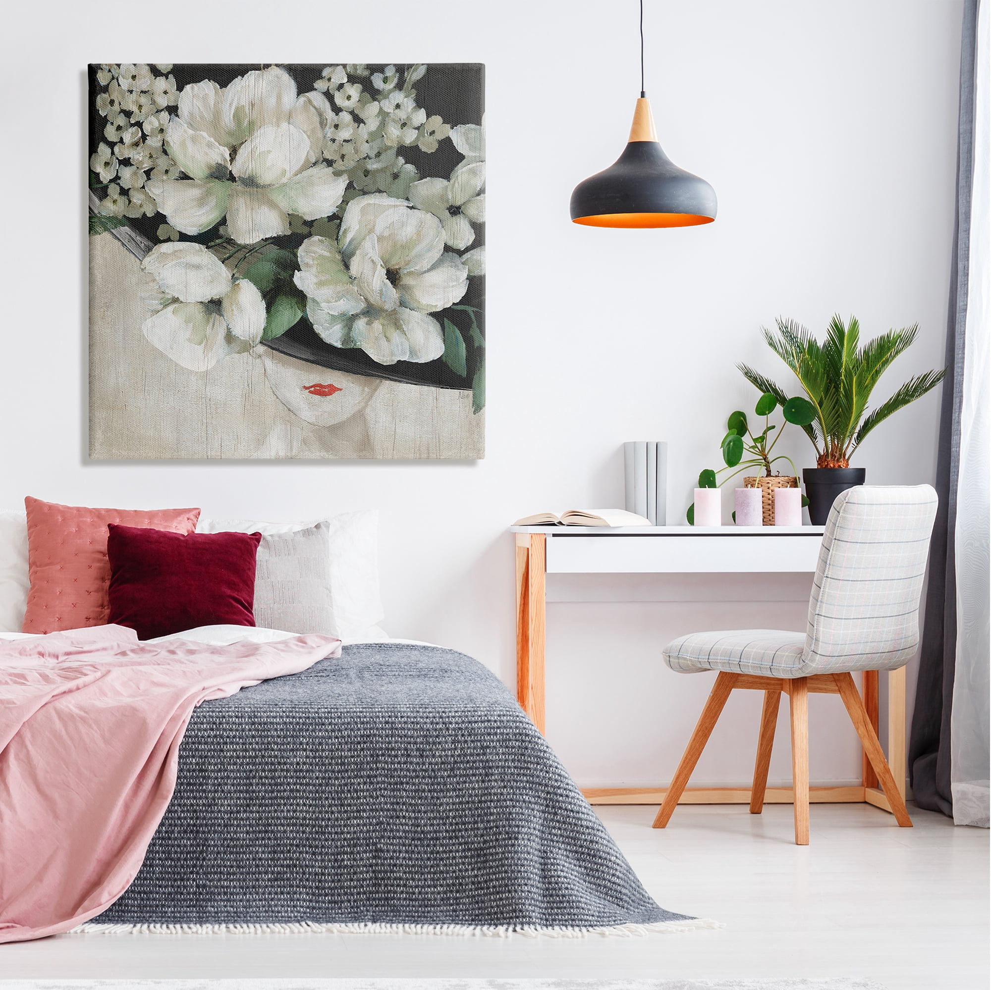 Stupell Rustic Fashion Woman Floral Hat Botanical & Floral Painting Gallery Wrapped Canvas Print Wall Art