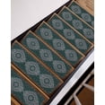thumbnail image 3 of Boho Flower Non-Slip Stair Treads for Wooden Steps Dark Green Bohemia Geometric Tribal Ethnic Indoor Carpet Stair Runners 4PCS 8x30 in with Adhesive for Pets and Seniors, 3 of 7