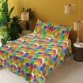 thumbnail image 2 of Ambesonne Rainbow Flowers Fitted & Flat Sheet with Shams 4 Pcs Set, Colorful Gerbera, Calking, Earth Yellow and Multicolor, 2 of 5