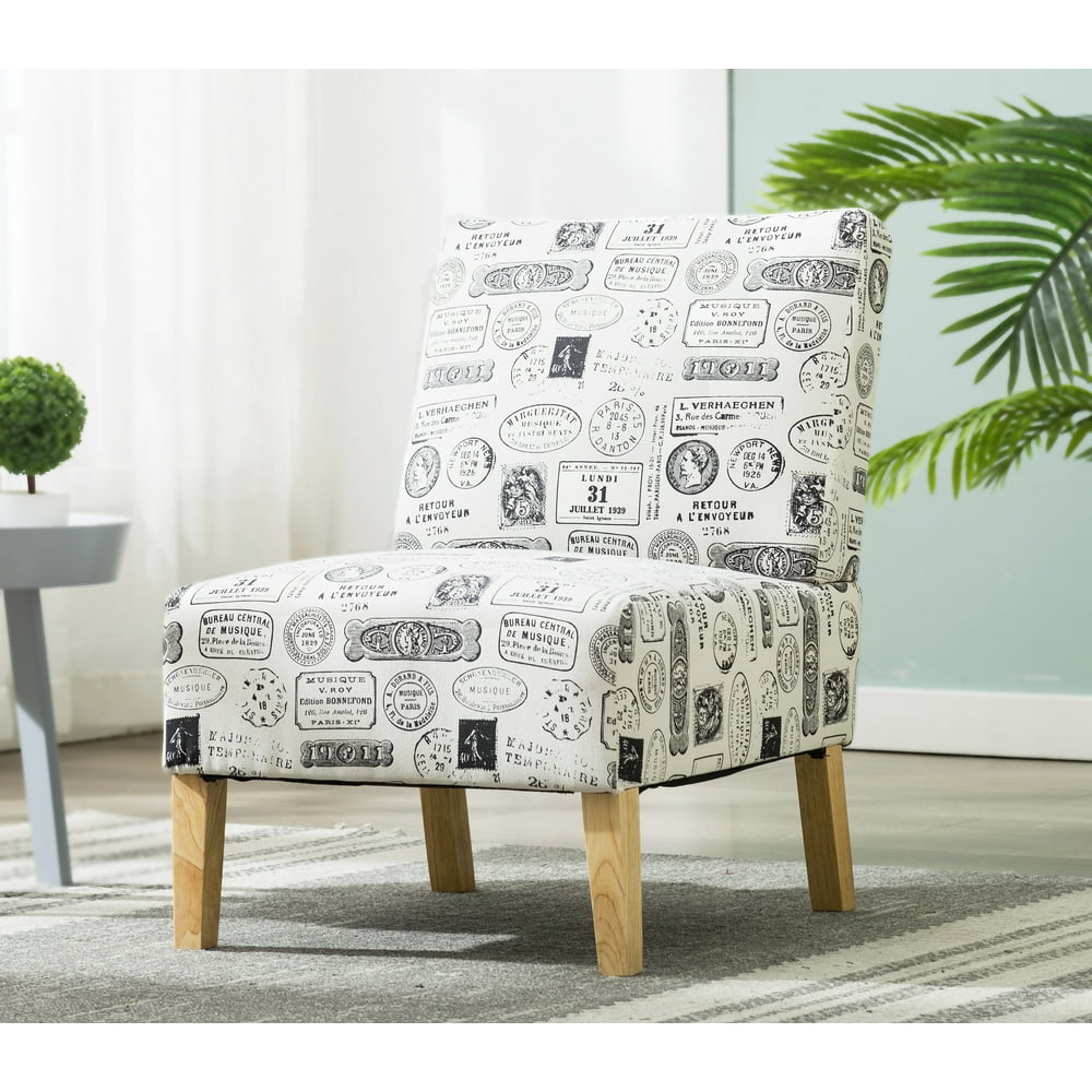 Armless Chairs, Upholstered Armless Accent Fabric Chair with Wood Legs, Comfy Single Sofa Modern