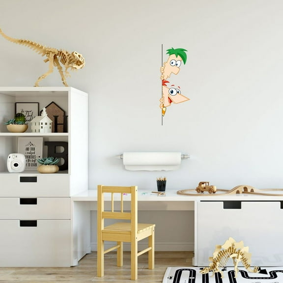 Phineas and Ferb Sneaking Play Cartoon Character Wall Art Decal Vinyl Sticker Home Decor Sticker Vinyl Mural Baby Kids Room Bedroom Nursery Kindergarten School House Design Peel and Stick 10x8 inch