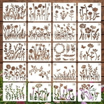 Set of 20 Reusable Flower Painting Stencils, Large Floral Templates for Wood Walls and Canvas, DIY Art and Craft Supplies for Home Decor Projects(Multicolor)
