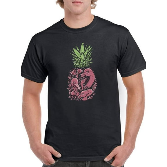 Flamingo Pineapple T-Shirt Men -Smartprints Designs, Male 4X-Large